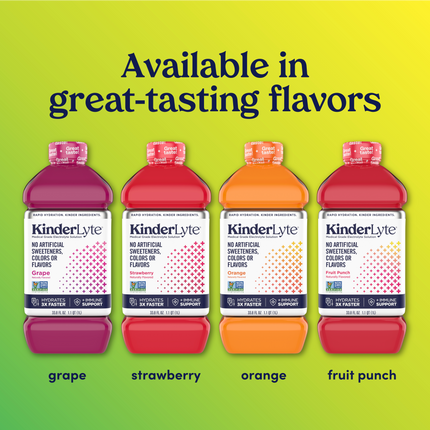 KinderLyte is also available in flavors grape, strawberry, orange and fruit punch.