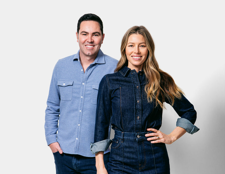 Portrait of founders Jessica Biel and Jeremy Adams